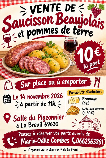 Classe en 7 - Vente de saucisson/pommes de terre