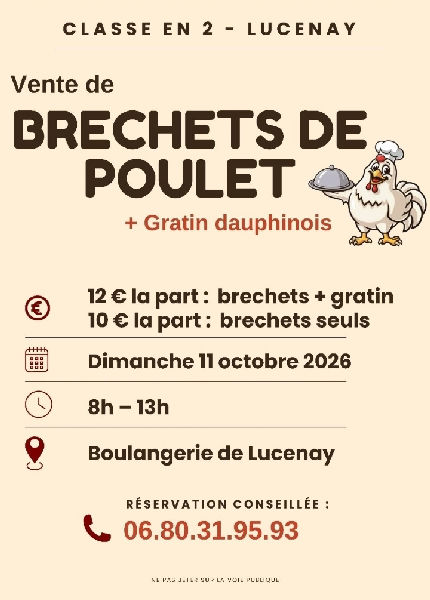 Vente de bréchets de poulets de la classe en 2