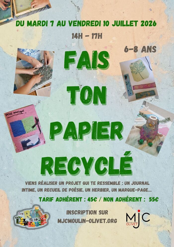 Stage Les rois de la débrouille : fabrique ton livret en papier recyclé (6 à 8 ans)(âge max modifiable - nous appeler)