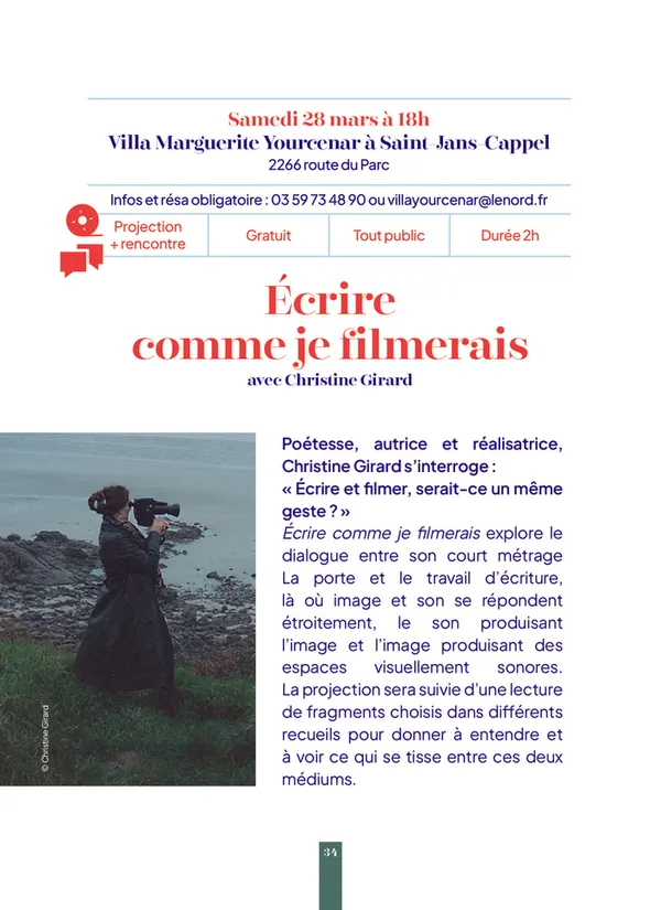 Projection et rencontre "Écrire comme je filmerais" -- Printemps des Poètes
