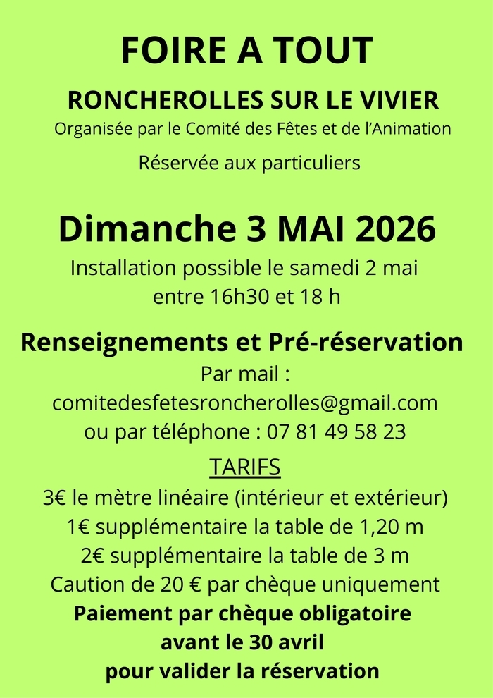 Foire à tout du 3 mai - Roncherolles-sur-le-Vivier