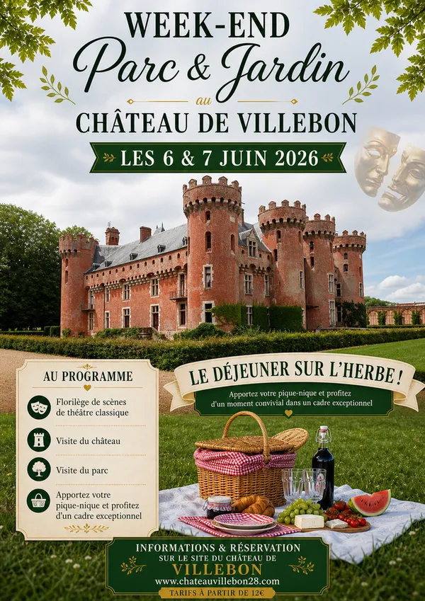 Pique nique animé par des comédiens, déambulation dans le parc, visite guidée du chateau