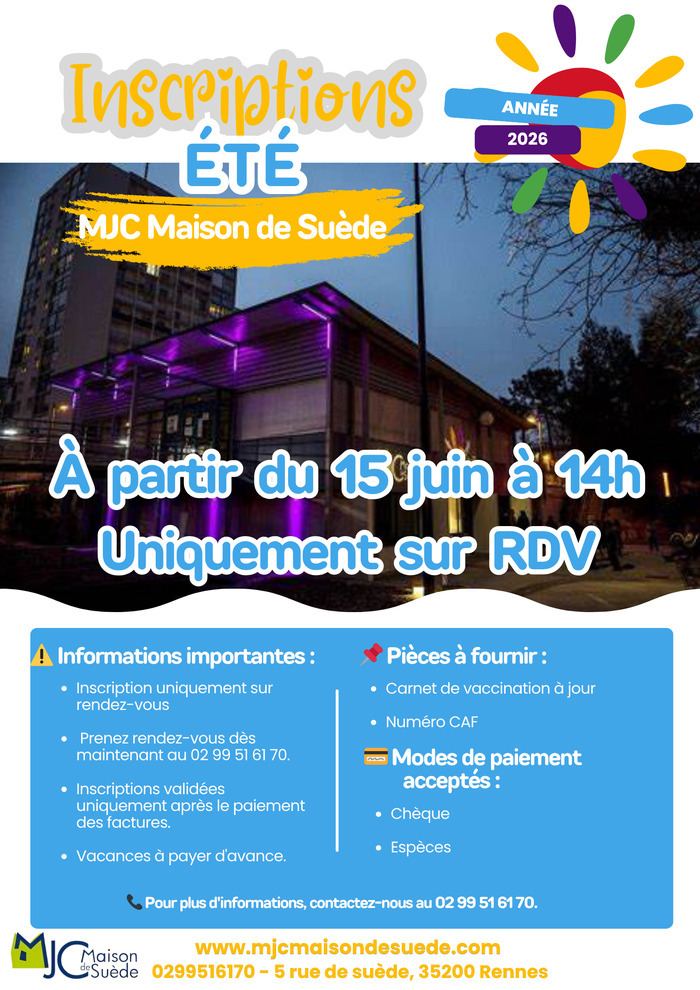 📢 Inscriptions aux activités d’été*