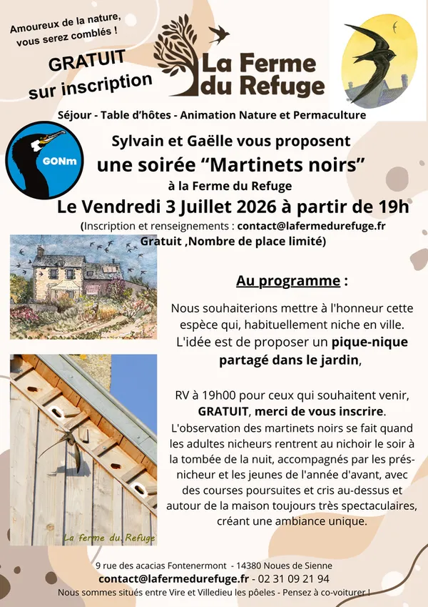 NOUES-DE-SIENNE/14 : soirée Martinets noirs