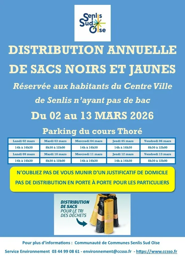 Distribution de sacs noirs et jaunes