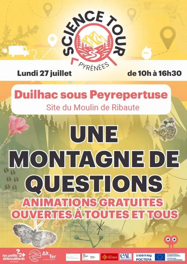 SCIENCE TOUR PYRENEES A DUILHAC SOUS PEYREPERTUSE AU MOULIN DE RIBAUTE