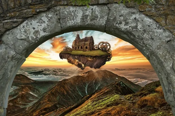 Modélisation 3D : Un château volant