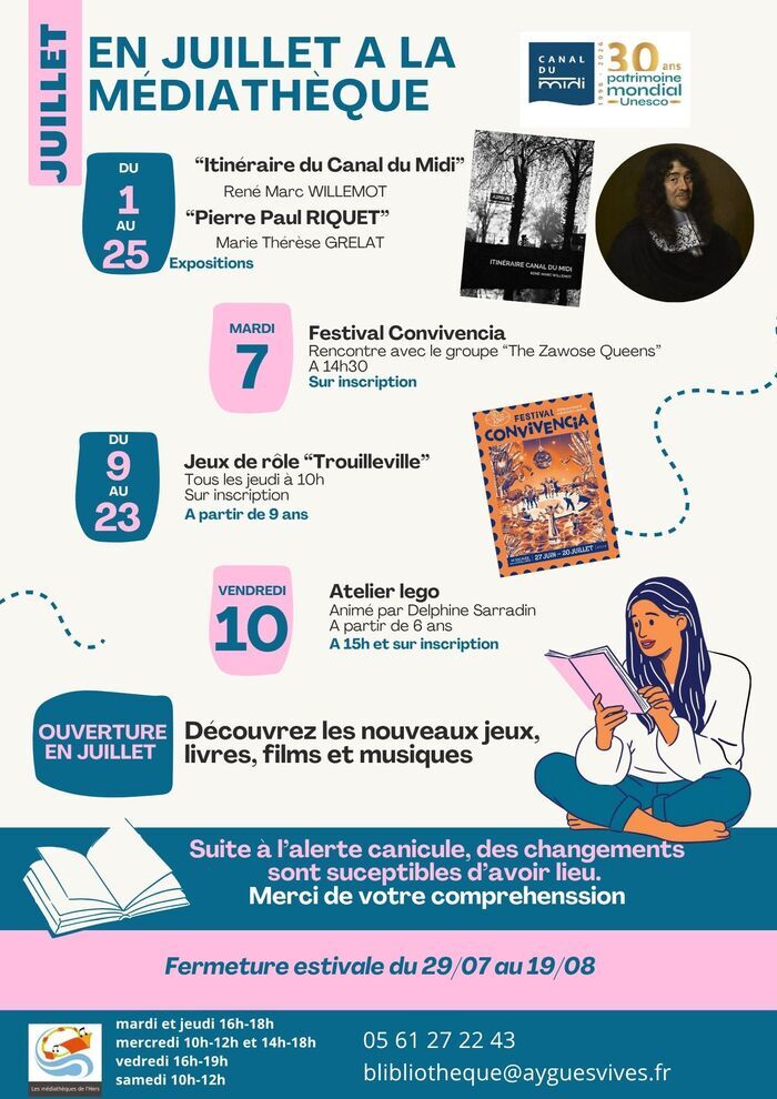 Les rendez-vous de juillet à la médiathèque d'Ayguesvives