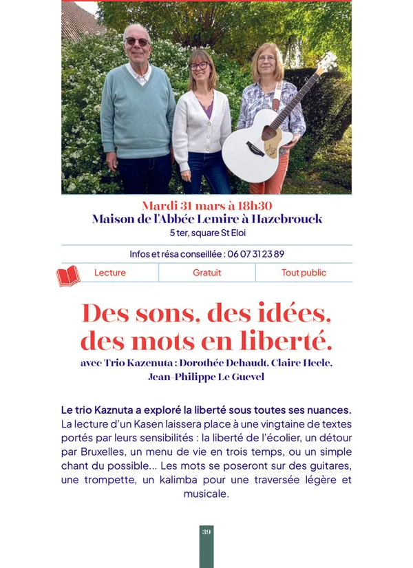 Lecture musicale "Des sons, des idées, des mots en liberté"