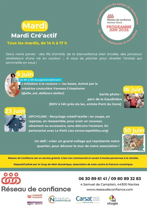 Mardi Cré'actif : Tous les mardis, au Réseau de Confiance