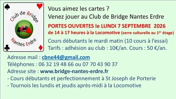Portes Ouvertes du Club de Bridge Nantes Erdre