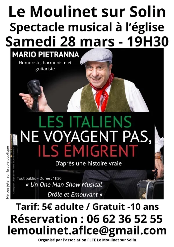 Spectacle musical " Les Italiens ne voyagent pas, ils émigrent "