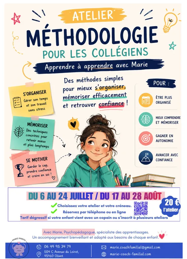Les ateliers de l'été à Olivet - méthodologie collégiens