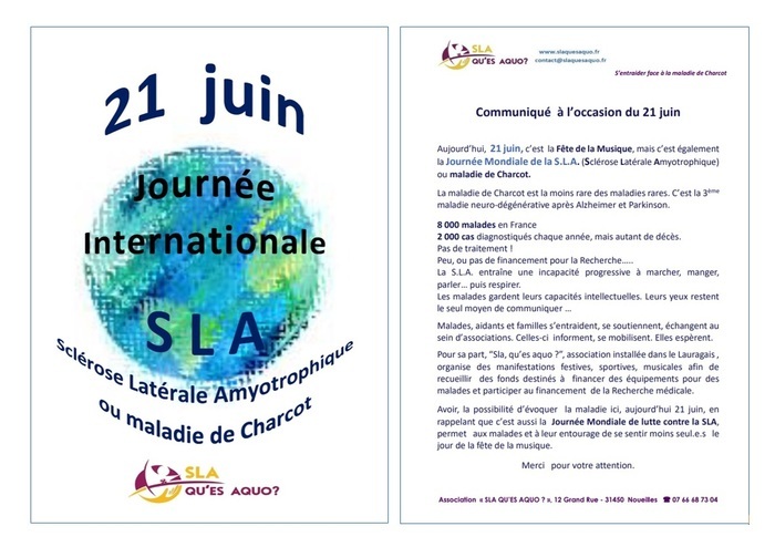 Journée internationale de la SLA (ou maladie de Charcot)