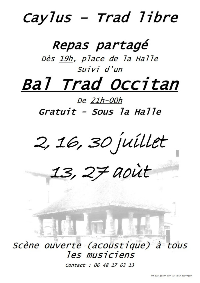 Caylus Bal trad sous la halle & repas partagé