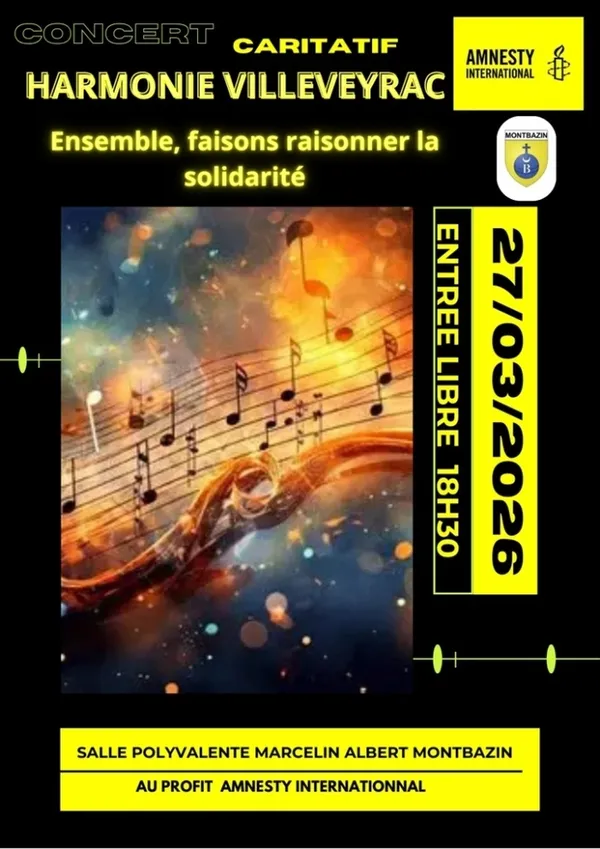 Concert caritatif avec l'harmonie de Villeveyrac au profit d'Amnesty International - suivi d'un apéritif convivial
