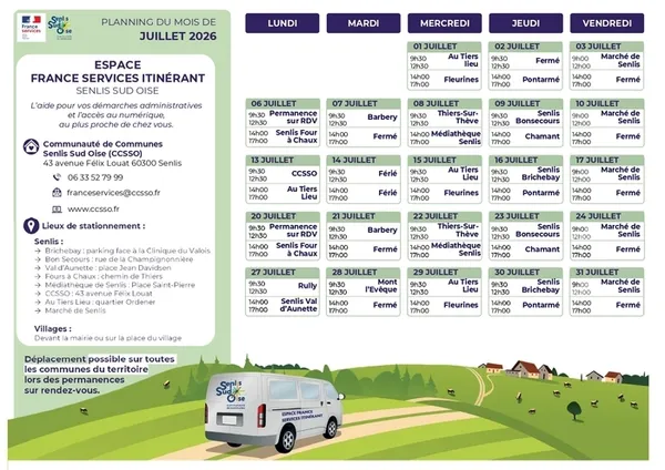 Planning France services juillet