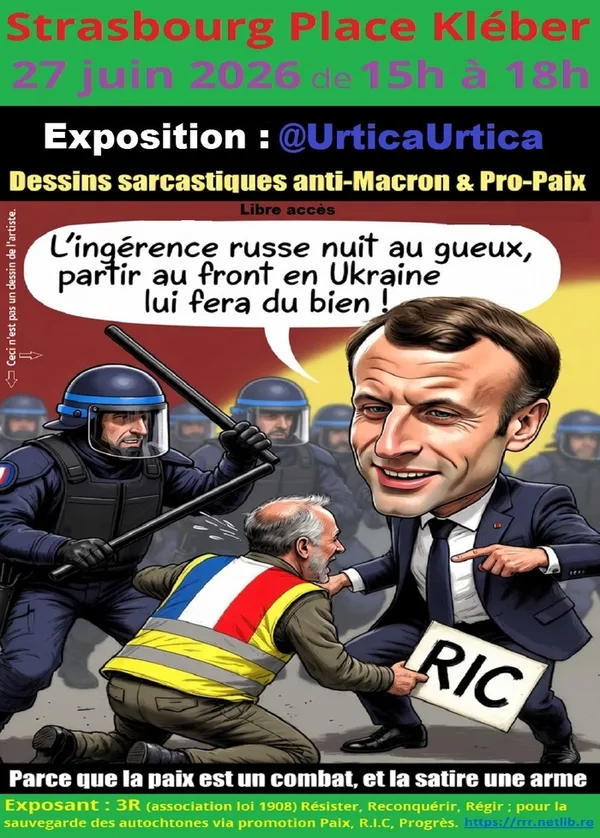 Expo @UrticaUrtica : "L’artiste qui dessina l’hideuse splendeur du macronistan !"