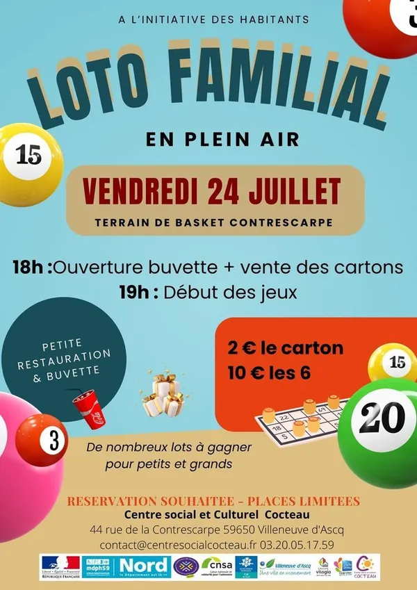 Loto en plein air avec le centre social Cocteau