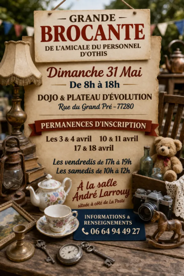 GRANDE BROCANTE D'OTHIS DIMANCHE 31 MAI - 8H/18H - DOJO & PLATEAU D’ÉVOLUTION