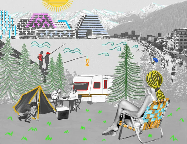 Atelier créatif - broderie, diorama et coloriage "Paysage de vacances"