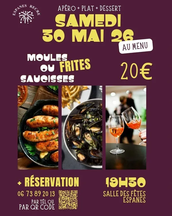 Soirée Moules (ou Saucisses)-Frites avec Espanès-Récré