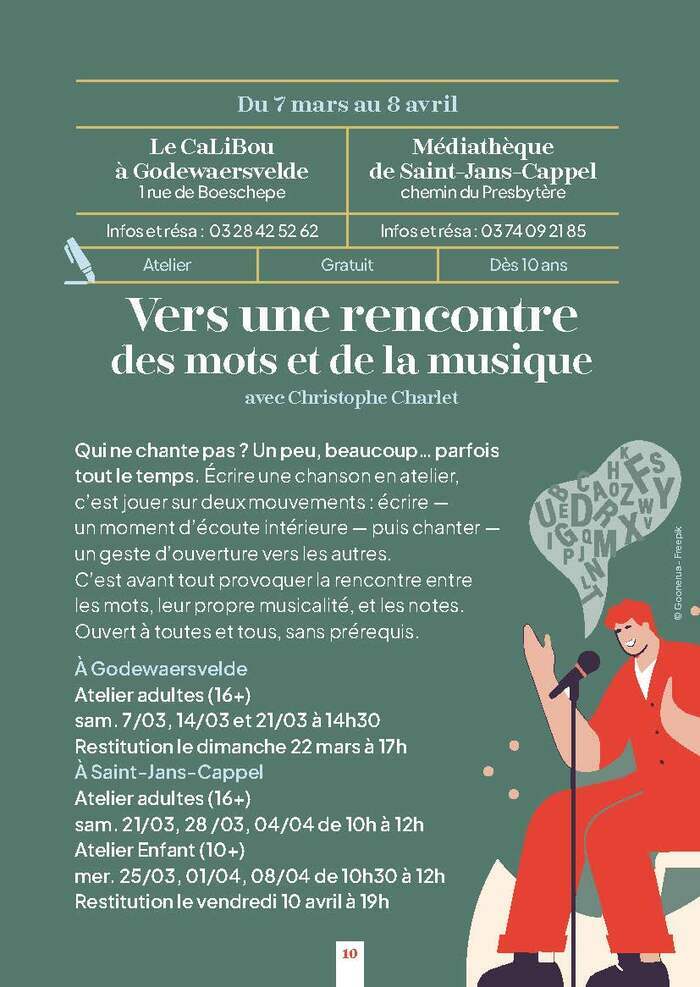 Atelier "Rencontre des Mots et de la Musique" -- Printemps des Poètes à Saint-Jans-Cappel