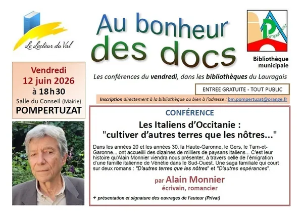 Conférence à Pompertuzat : "Les Italiens d'Occitanie", par Alain Monnier