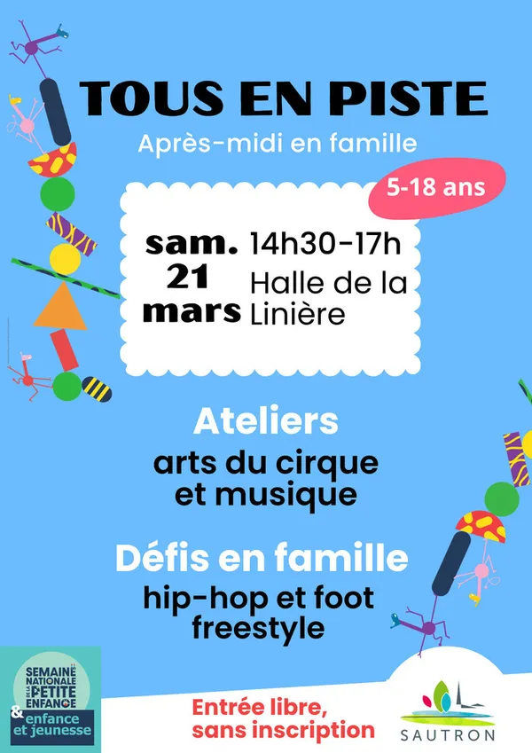 Semaine de la Petite Enfance, Enfance et Jeunesse : "tous en piste, un après-midi en famille" sous la Halle de la Linière
