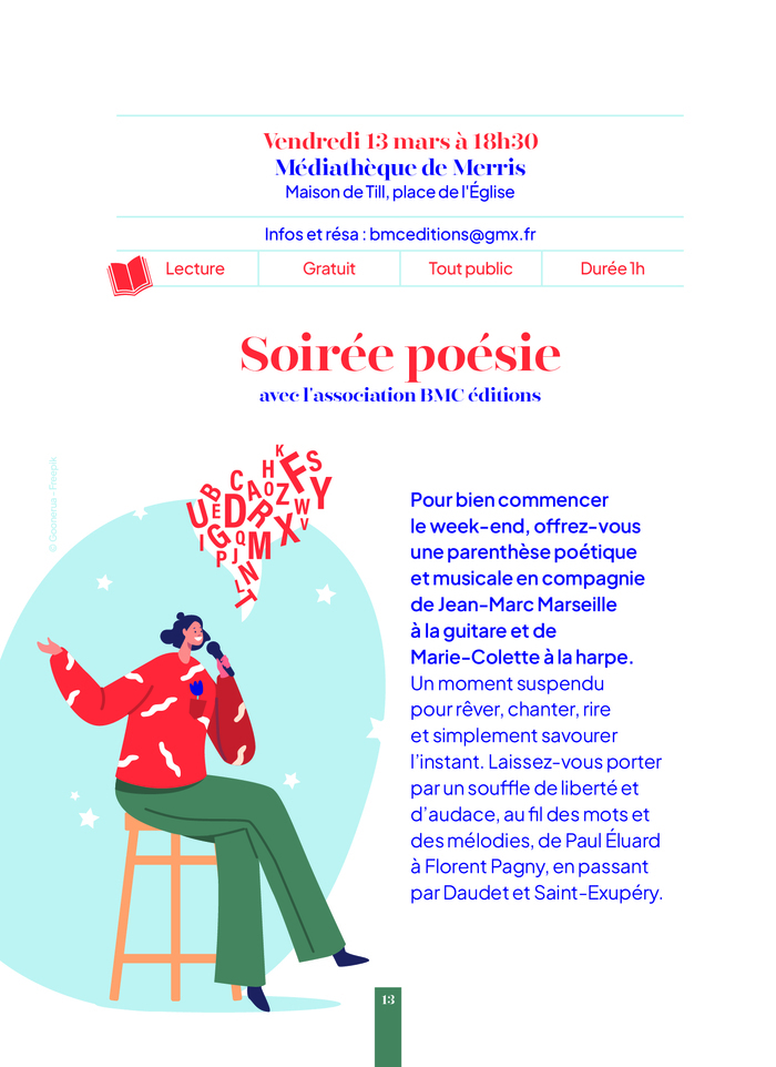 Lecture musicale "Soirée poésie" -- Printemps des Poètes