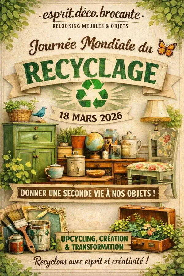 Journée mondiale du recyclage – Portes ouvertes
Association Esprit.Déco.Brocante
du mercredi 18 mars 2026 au 22/03/2026