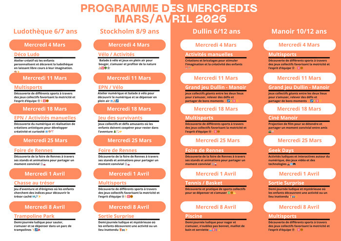 🌟 Programme des mercredis 6-12 ans disponible ! 🌟