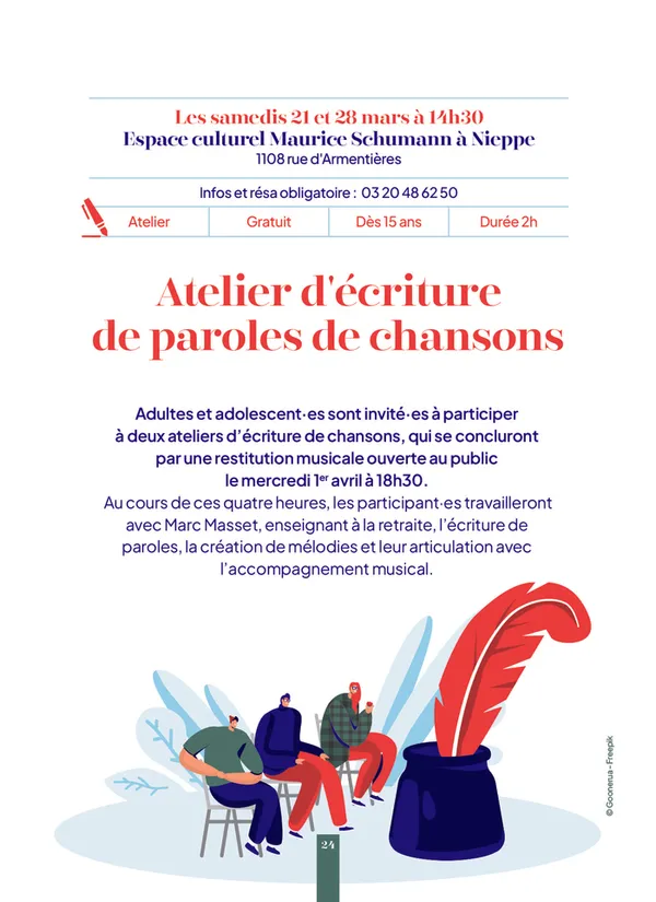 Atelier d'écriture de paroles de chansons -- Printemps des Poètes