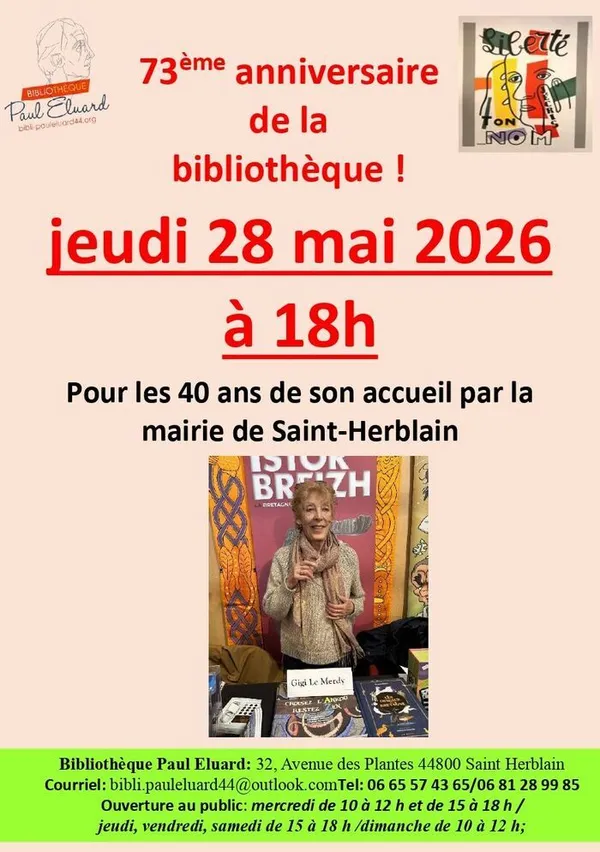 Commémorations du 73ème anniversaire de la Bibliothèque Paul Eluard et 40ième anniversaire de son local rue des Plantes