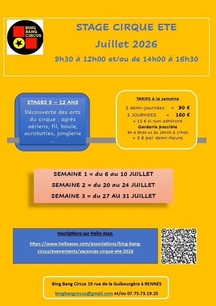STAGE CIRQUE JUILLET 2026