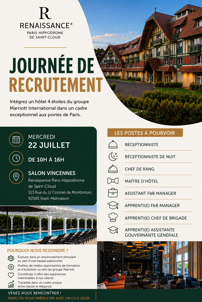 Journée de recrutement au Renaissance Paris Hippodrome de St. Cloud