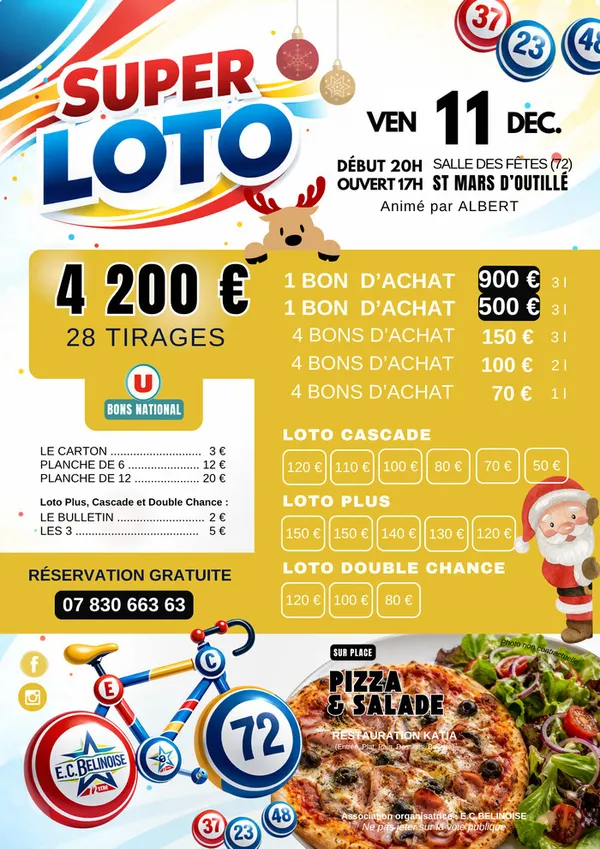 Super Loto de l'E.C. Belinoise – 4 200 € de lots – Saint-Mars-d'Outillé