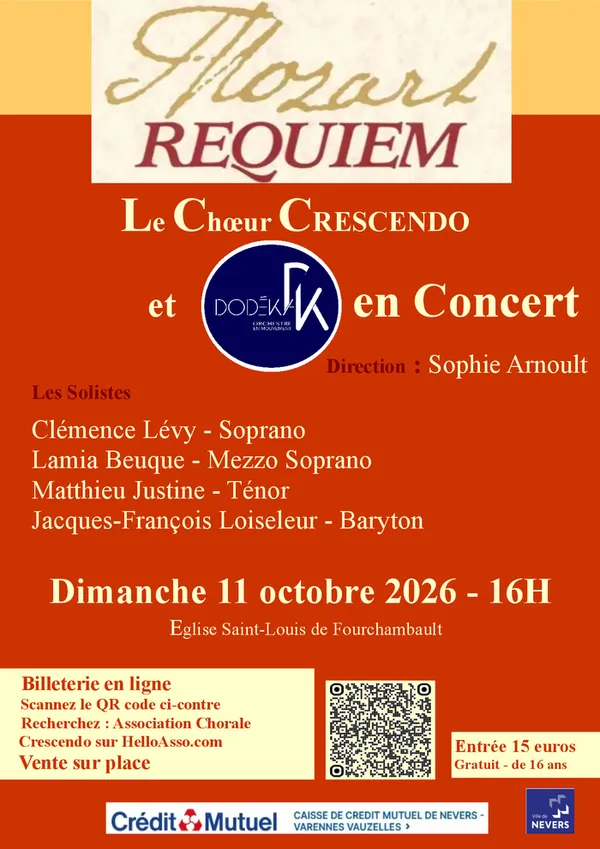Requiem de Mozart: Le Chœur CRESCENDO et l'ensemble DODEKA en concert