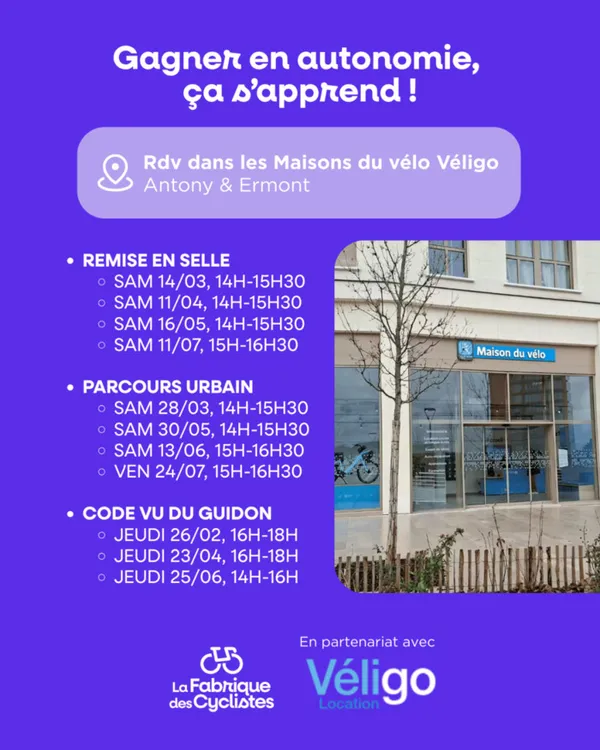 Les rendez-vous de la maison du vélo à Antony