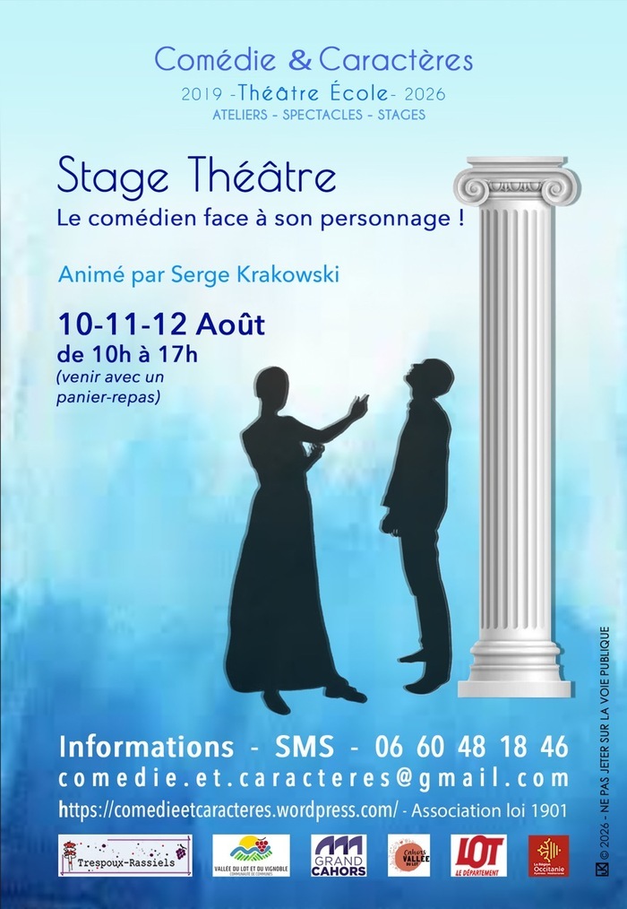 Stage Théâtre en Occitanie - Lot 46 « Le comédien face à son personnage ! »