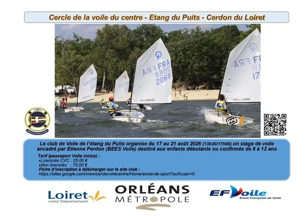 Stage de voile du 17 au 21 aout 2026 destiné aux enfants