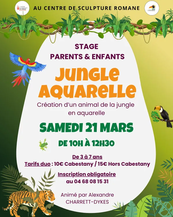 [STAGE PARENTS ENFANTS]
Le samedi 21 mars, le Centre de Sculpture Romane propose un stage créatif « Jungle-Aquarelle ».