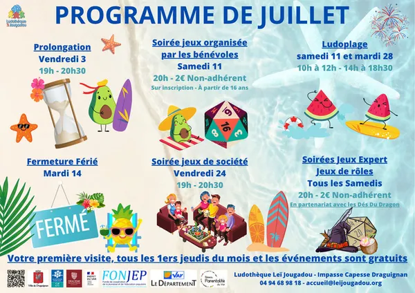 Leï Jougadou - Programme de juillet