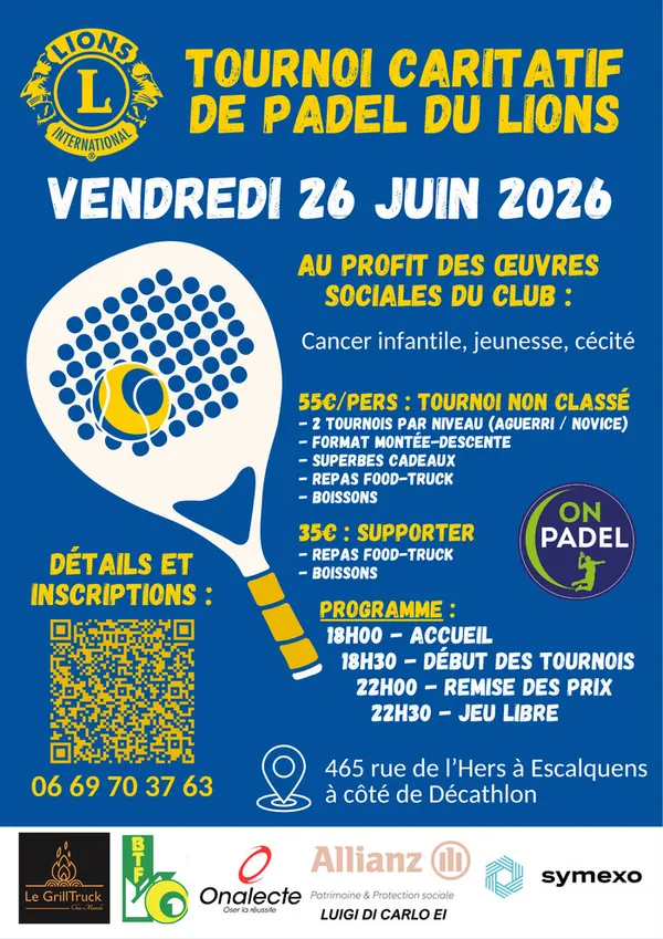 2e Tournoi caritatif de padel Lions