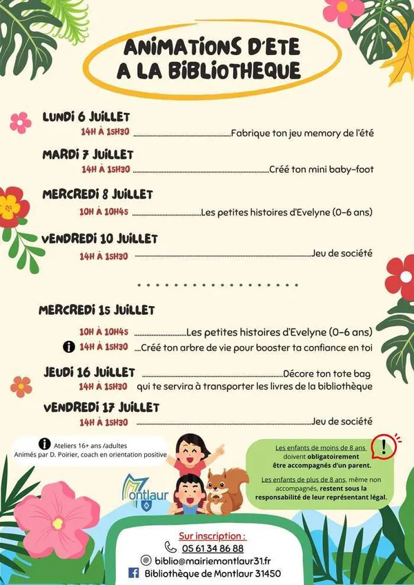 Animations d'été à la bibliothèque de Montlaur
