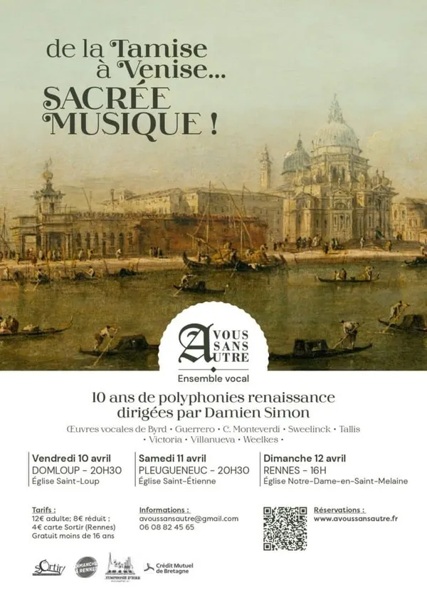 Concert : De la Tamise à Venise ; Sacrée musique"