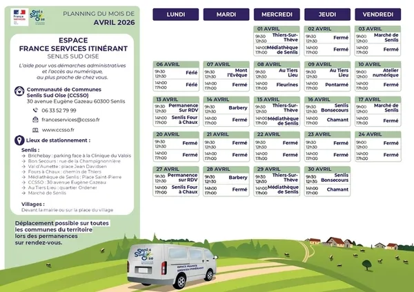 Aides aux démarches administratives (planning d'avril 2026)