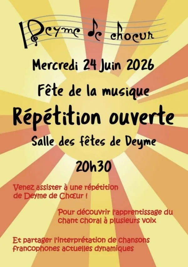 Fête de la musique : répétition ouverte avec "Deyme de Choeur"