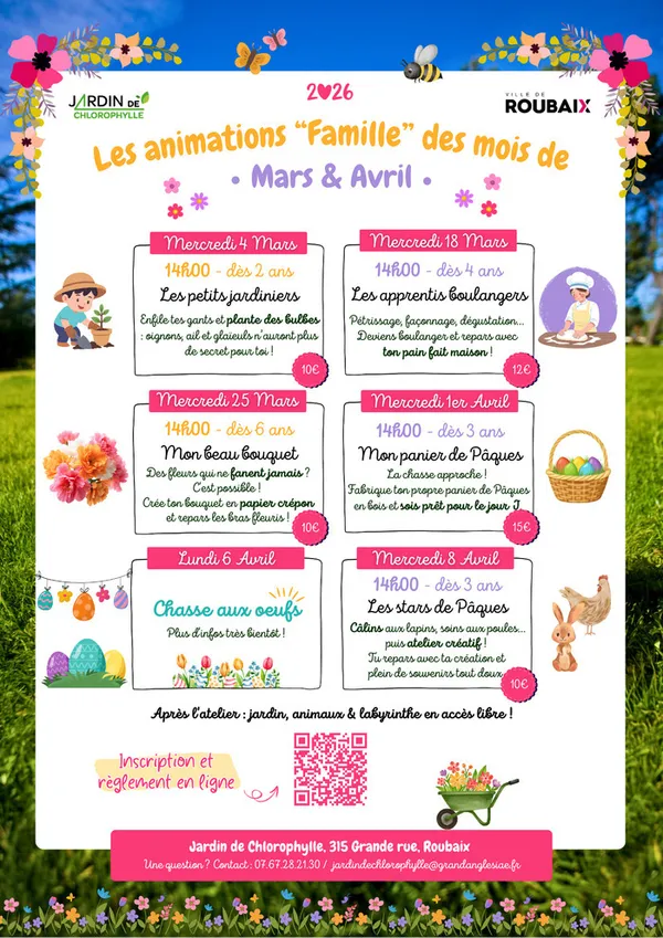 Animations Nature des mercredis de Mars et Avril au Jardin de Chlorophylle