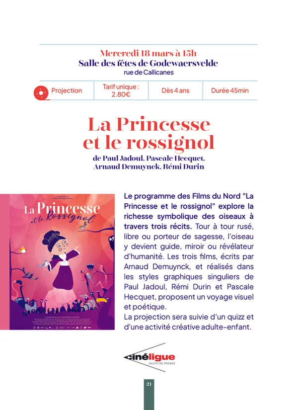 Film d'animation - "La Princesse et le rossignol" -- Printemps des Poètes